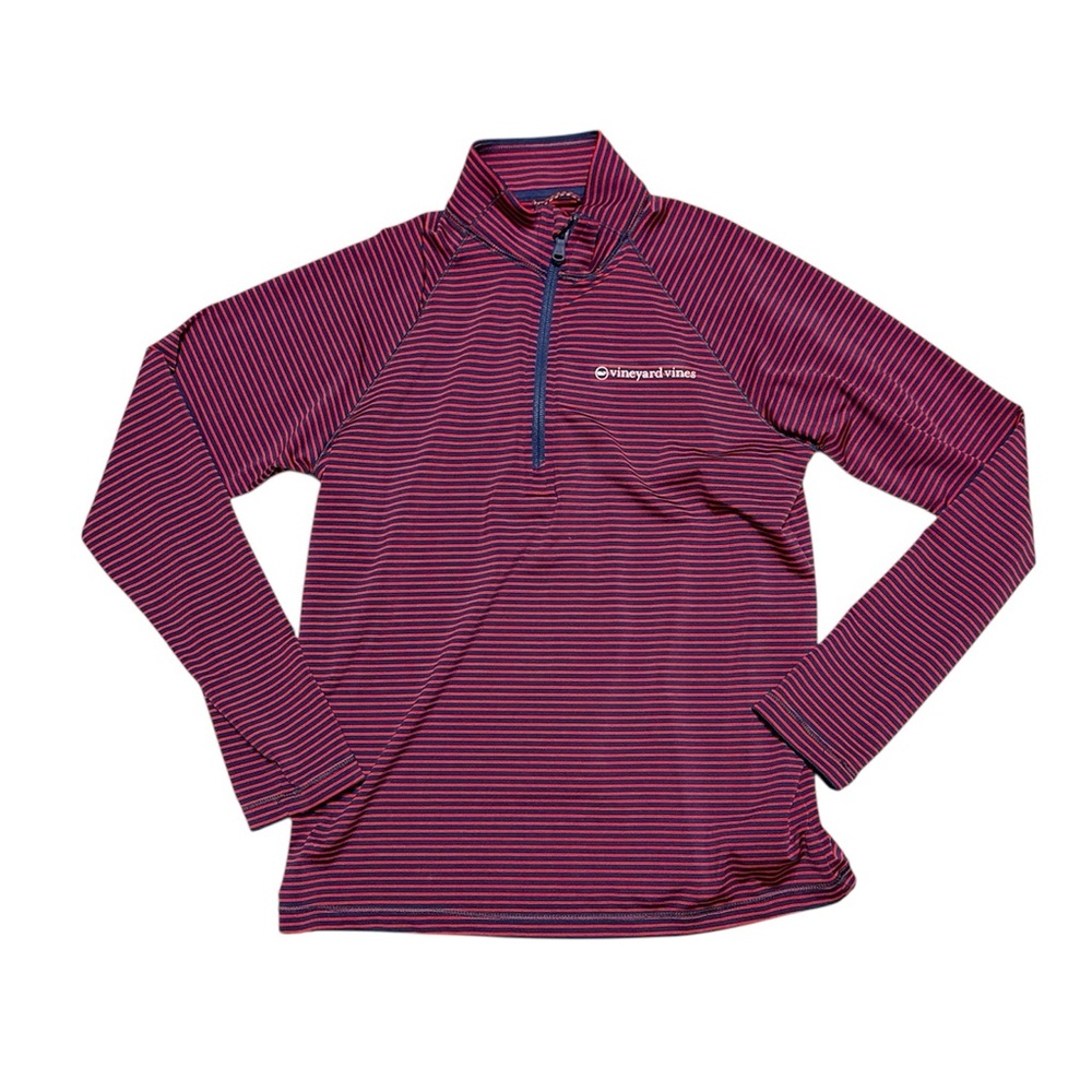 Boys’ Vineyard Vines Red and Navy Quarter-Zip Top